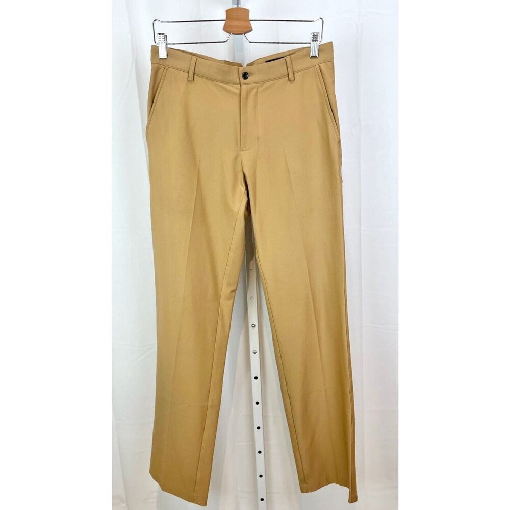 DUNNING Mens 30 x 32 Golf Pants Everbest Flat Front Zip Fly Stretch Tan Brown